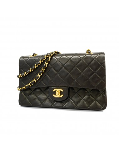 Auth Chanel Shoulder Bag Matrasse W Flap W Chain Lambskin Black Gold Metal livraison et retour toujours gratuits