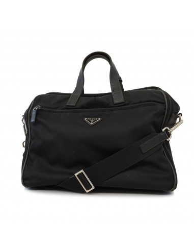 Auth Prada 2way Bag Test MenWomenUnisex Nylon Briefcase Black de pas cher