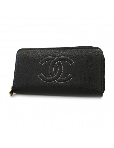 Auth Chanel Bifold Long Wallet Womens Caviar Leather Long Wallet (bi-fold) Bla en stock