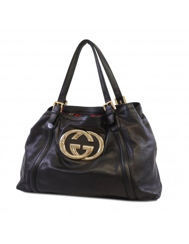 Auth Gucci tote bag 162094 leather black gold metal Découvrez la collection