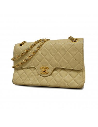 Auth Chanel Matelasse W Flap W Chain Womens Leather Shoulder Bag Beige Voir les baskets