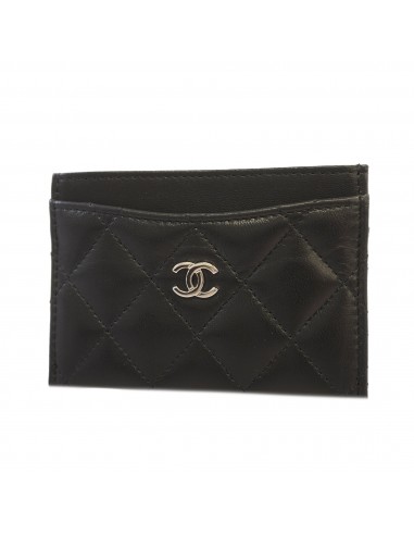 Auth Chanel Business Card Holder Matrasse Lambskin Black Silver Metal la livraison gratuite