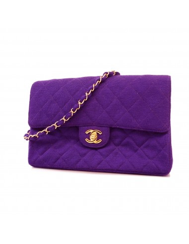 Auth Chanel Shoulder Bag Matrasse Single Chain Cotton Purple Gold Metal des créatures d'habitude