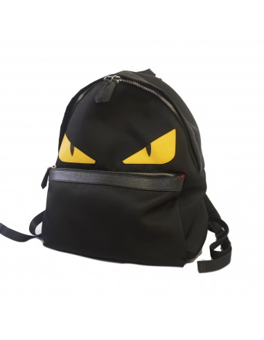 Auth Fendi Monster WomenMenUnisex Nylon Backpack Black hantent personnes