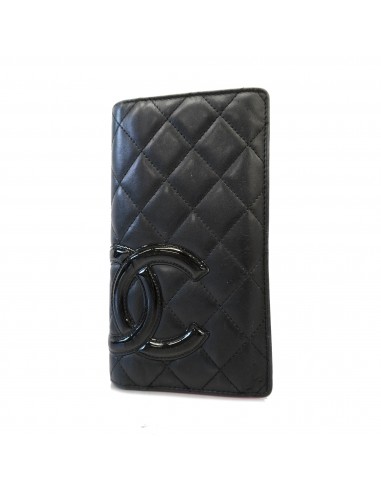 Auth Chanel Cambon Bifold Long Wallet Womens Leather Long Wallet Black En savoir plus