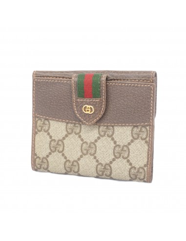 Auth Gucci Bi-fold Wallet Shelly Womens GG Supreme Wallet (bi-fold) Beige pas cher 