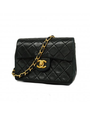 Auth Chanel Matelasse Single Chain Womens Leather Shoulder Bag Black Amélioration de cerveau avec