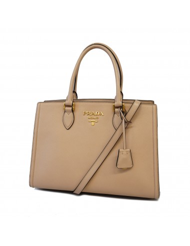 Auth Prada 2way bag Tesuto leather pink beige gold metal Par le système avancé 