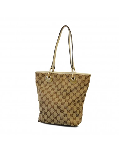 Auth Gucci tote bag GG canvas 120840 beige gold metal brillant des détails fins