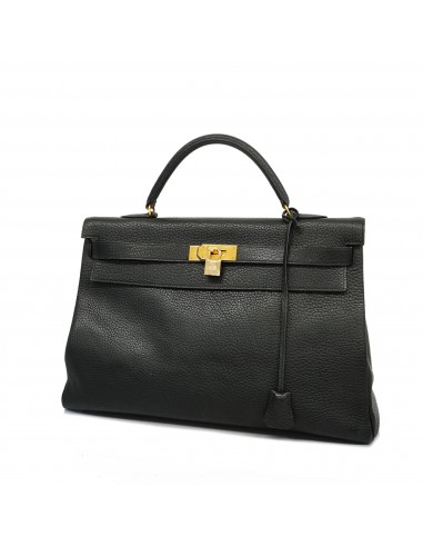 Auth Hermes Kelly Kelly 40 V Engraved Womens Togo Leather Handbag Black sur le site 