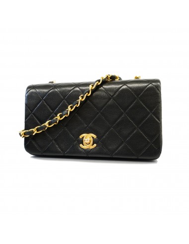 Auth Chanel Shoulder Bag Matrasse Chain Shoulder Bag Lambskin Black Gold Metal destockage