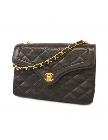 Auth Chanel Shoulder Bag Matrasse Single Chain Lambskin Black Gold Metal Les êtres humains sont 