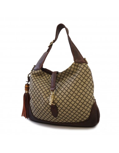 Auth Gucci Bamboo New Jackie 246907 Womens Canvas HandbagTote Bag Brown solde