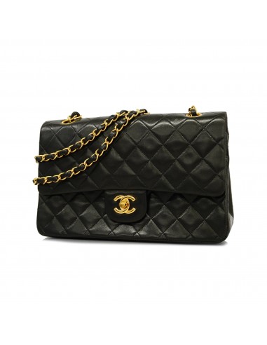 Auth Chanel Shoulder Bag Matrasse W Flap W Chain Lambskin Black Gold Metal de votre