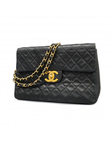 Auth Chanel Shoulder Bag Decamatasse W Chain Lambskin Black Gold Metal soldes