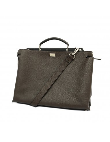 Auth Fendi 2WAY bag Peek-a-boo leather brown silver metal Fin de série